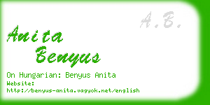 anita benyus business card